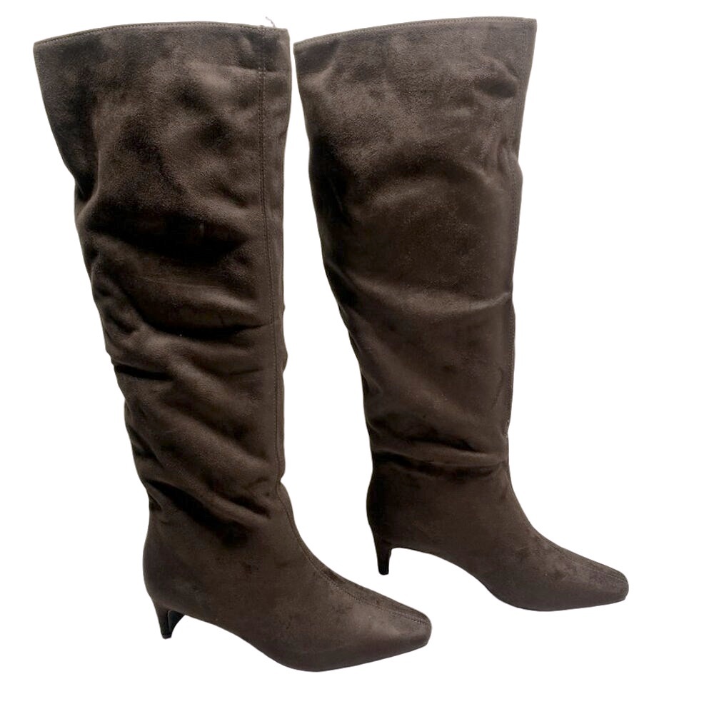 NEW BANANA REPUBLIC Womens Vegan Tall Slouch Boot Size 7.5 Suede Low Heel Square